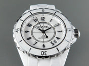 J12 Date Automatic White Ceramic Black Numerals White Dial
