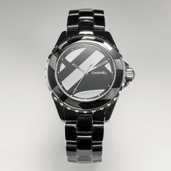 J12 38mm Automatic Limited Untitled H5582 Black Ceramic Black Steel Dial