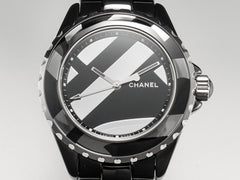 J12 38mm Automatic Limited Untitled H5582 Black Ceramic Black Steel Dial