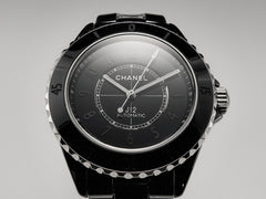 J12 Automatic Black Ceramic Black Numerals Black Dial White Steel Hands