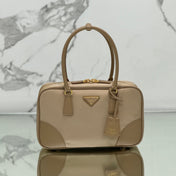 LARGE TOP HANDLE BAG 35 IN DRIED MOSS NYLON AND CALFSKIN TRIM