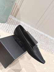 YSL 25S SAINT LAURENT POPPY BALLET FLATS IN BLACK SILK