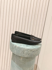 YSL 25S SAINT LAURENT POPPY BALLET FLATS IN BLACK SILK