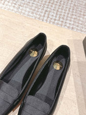YSL 25S SAINT LAURENT POPPY BALLET FLATS IN BLACK SILK
