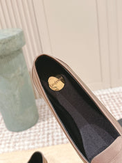 YSL 25S SAINT LAURENT POPPY BALLET FLATS IN TAUPE BROWN SILK