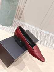 YSL 25S SAINT LAURENT POPPY BALLET FLATS IN VINTAGE RED SILK