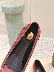 YSL 25S SAINT LAURENT POPPY BALLET FLATS IN VINTAGE RED SILK