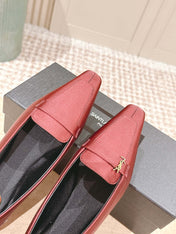 YSL 25S SAINT LAURENT POPPY BALLET FLATS IN VINTAGE RED SILK