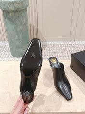 YSL 25S JILL MULES IN BLACK SMOOTH CALFSKIN