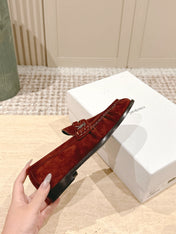 YSL 25S SAINT LAURENT LOAFERS IN DARK BRICK RED SUEDE WITH SMALL LOGO
