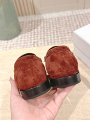 YSL 25S SAINT LAURENT LOAFERS IN DARK BRICK RED SUEDE WITH SMALL LOGO