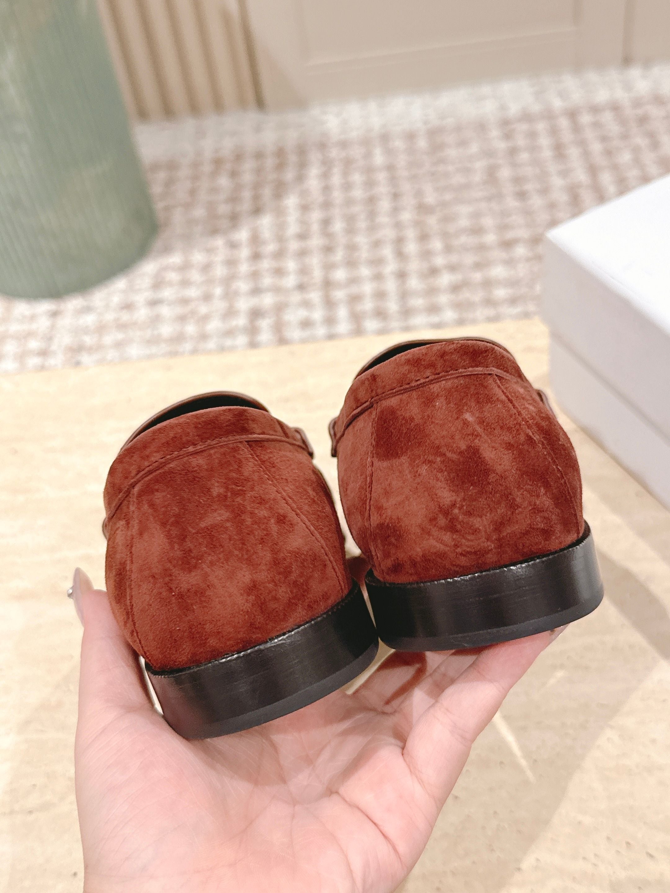 YSL 25S SAINT LAURENT LOAFERS IN DARK BRICK RED SUEDE WITH SMALL LOGO