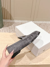 YSL 25S SAINT LAURENT LOAFERS IN GRAY SUEDE WITH SMALL LOGO