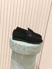 YSL 25S SAINT LAURENT LOAFERS IN BLACK SUEDE WITH SMALL LOGO