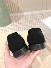 YSL 25S SAINT LAURENT LOAFERS IN BLACK SUEDE WITH SMALL LOGO
