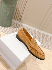 YSL 25S SAINT LAURENT LOAFERS IN BROWN SUEDE WITH SMALL LOGO