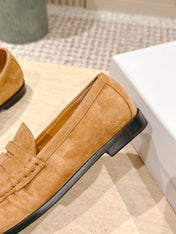 YSL 25S SAINT LAURENT LOAFERS IN BROWN SUEDE WITH SMALL LOGO