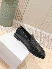 YSL 25S SAINT LAURENT LOAFERS IN BLACK CALFSKIN WITH SMALL LOGO