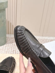 YSL 25S SAINT LAURENT LOAFERS IN BLACK CALFSKIN WITH SMALL LOGO