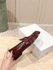 YSL 25S SAINT LAURENT LOAFERS IN DARK RED GLOSSY CALFSKIN WITH SMALL LOGO
