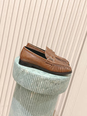 YSL 25S SAINT LAURENT LOAFERS IN BROWN CALFSKIN WITH SMALL LOGO