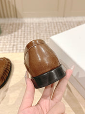 YSL 25S SAINT LAURENT LOAFERS IN BROWN CALFSKIN WITH SMALL LOGO