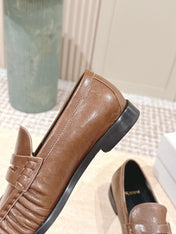 YSL 25S SAINT LAURENT LOAFERS IN BROWN CALFSKIN WITH SMALL LOGO