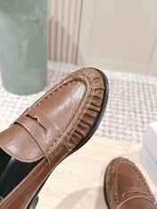 YSL 25S SAINT LAURENT LOAFERS IN BROWN CALFSKIN WITH SMALL LOGO