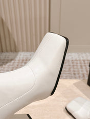 ALAIA 26S HEELED BOOTS 90 MM IN WHITE CALFSKIN