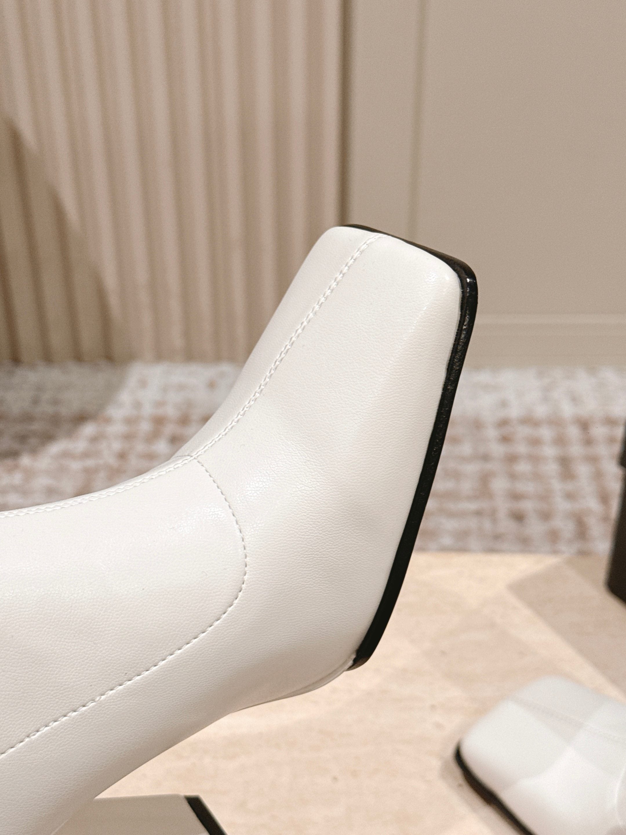 ALAIA 26S HEELED BOOTS 90 MM IN WHITE CALFSKIN