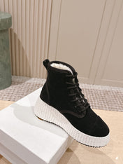 CHLOÉ 26S PLATFORM SOLE BOOTS 68 MM IN BLACK SUEDE