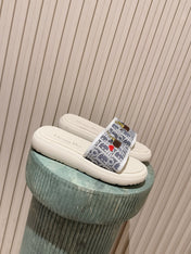 DIOR 26S SLIDE SANDALS IN WHITE MONOGRAM EMBROIDERED CANVAS