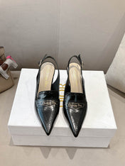 BOY SLINGBACK PUMP 75 MM IN BLACK CALFSKIN