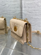 MISS CARO MINI 17 BAG IN POWDER BEIGE MACROCANNAGE LAMBSKIN