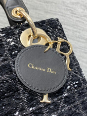 MINI 20 LADY BAG IN BLACK MIX WHITE CANNAGE TWEED WITH GOLD HARDWARE