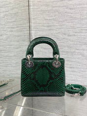MINI 17 LADY BAG IN GREEN FOREST MIX BLACK SNAKESKIN PATTERN LAMBSKIN