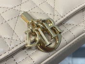 DIOR 25S DIOR TALK PHONE POUCH 18 IN LIGHT IVORY CANNAGE LAMBSKIN