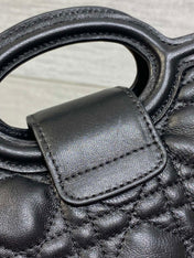 DIOR 25S JOLIE TOP HANDLE MINI BAG 18 IN BLACK CALFSKIN GOLD HARDWRE
