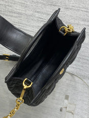 DIOR 25S JOLIE TOP HANDLE MINI BAG 18 IN BLACK CALFSKIN GOLD HARDWRE