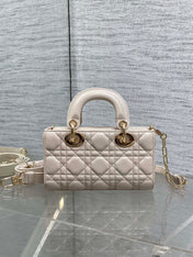 DIOR 25S MICRO LADY D-JOY 19 IN BEIGE CALFSKIN GOLD HARDWRE