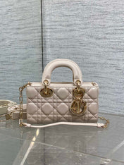 DIOR 25S MICRO LADY D-JOY 19 IN BEIGE CALFSKIN GOLD HARDWRE