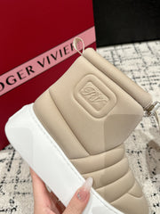 VIV' UP ANKLE BOOTS IN BEIGE TECHNICAL FABRIC FLEECE LINING