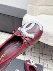 CHANEL 26S HIGH HEELS IN DARK RED LAMBSKIN WITH BOW