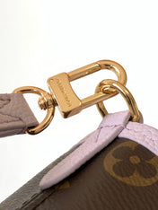 LV 25S NEVERFULL BANDOULIÈRE INSIDE OUT BB 31 IN LIGHT PURPLE AND BROWN CALFSKIN