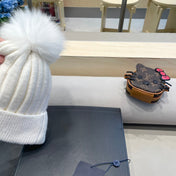KNITTED BEANIE HAT IN WHITE WOOL AND FOX FUR 409790
