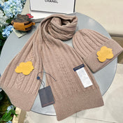 SET SCARF AND HAT IN LIGHT BROWN WOOL 419146