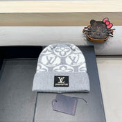 KNITTED BEANIE HAT IN LIGHT GRAY MIX WHITE WOOL AND RABBIT FUR 426242