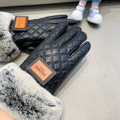 GLOVES IN BLACK DEERSKIN WITH RABBIT FUR LINING 427385