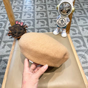 AUSTRALIAN BERET HAT IN PEACH BEIGE WOOL FELT 431717