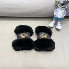 HALF-FINGER GLOVES IN BLACK RABBIT FUR AND LAMBSKIN 432564
